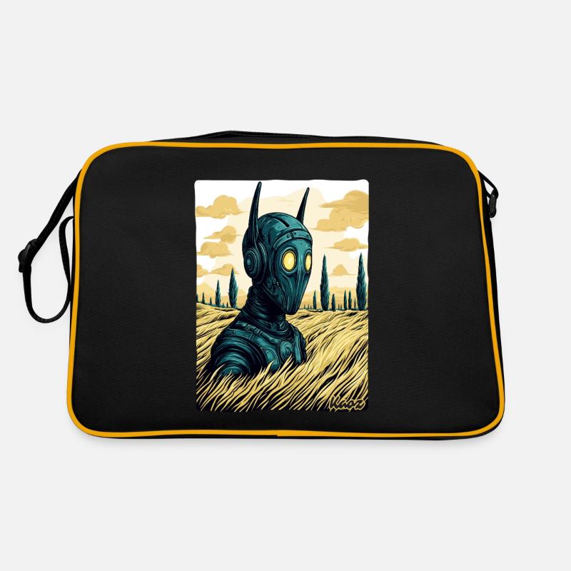 Cyborg avec des épis dans un champ de blé Sac Retro