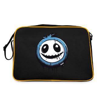 Lustiges Monster mit breitem Grinsen - Retro Tasche - Schwarz/Gold - Hinten
