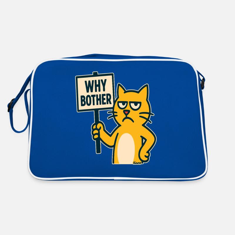 chat de dessin animé agacé : pourquoi s’embêter Sac Retro