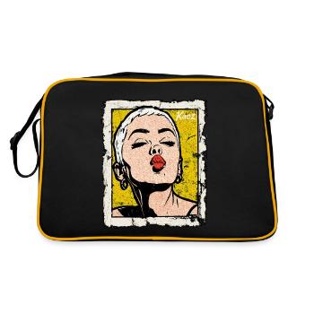Buzzcut Punk Girl avec une bouche qui s’embrasse dans le style Pop Art - Sac Retro - noir/or - Dos