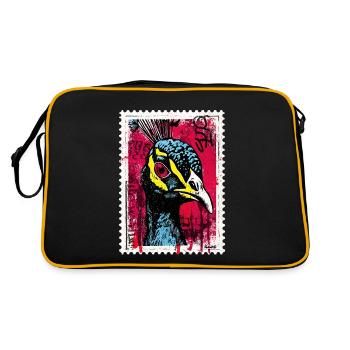 Paon aux yeux roses dans le look street art - Sac Retro - noir/or - Dos