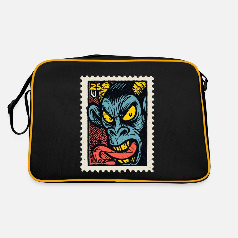 Dämon-Affe mit langer Zunge, eine Comic Briefmarke Retro Tasche