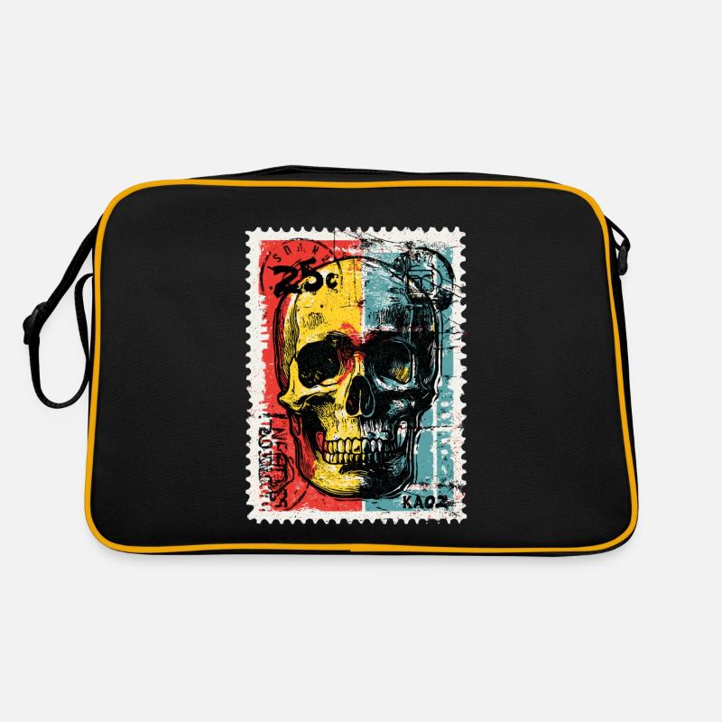 Skull on Colored Retro Postage Stamp Retro Bag