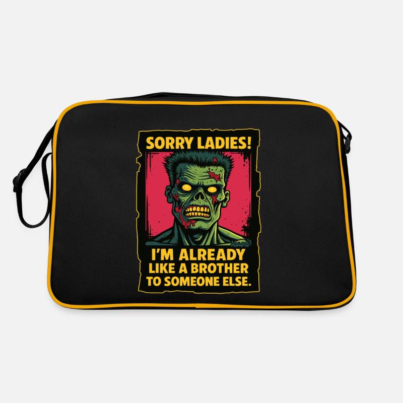 Zombie Spruch – Bin schon wie ein Bruder Retro Tasche