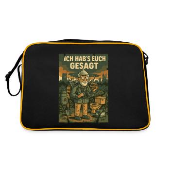 ICH HAB’S EUCH GESAGT – Öko-Prepper Peter - Retro Tasche - Schwarz/Gold - Hinten