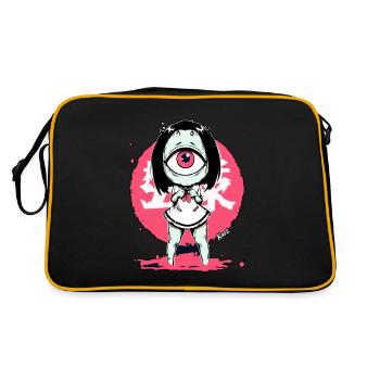 Kawaii Monster Girl with One Eye - Retro Bag - black/gold - Back