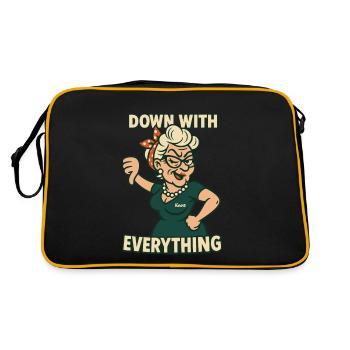 Naughty granny with thumbs down: against everything - Retro Bag - black/gold - Back