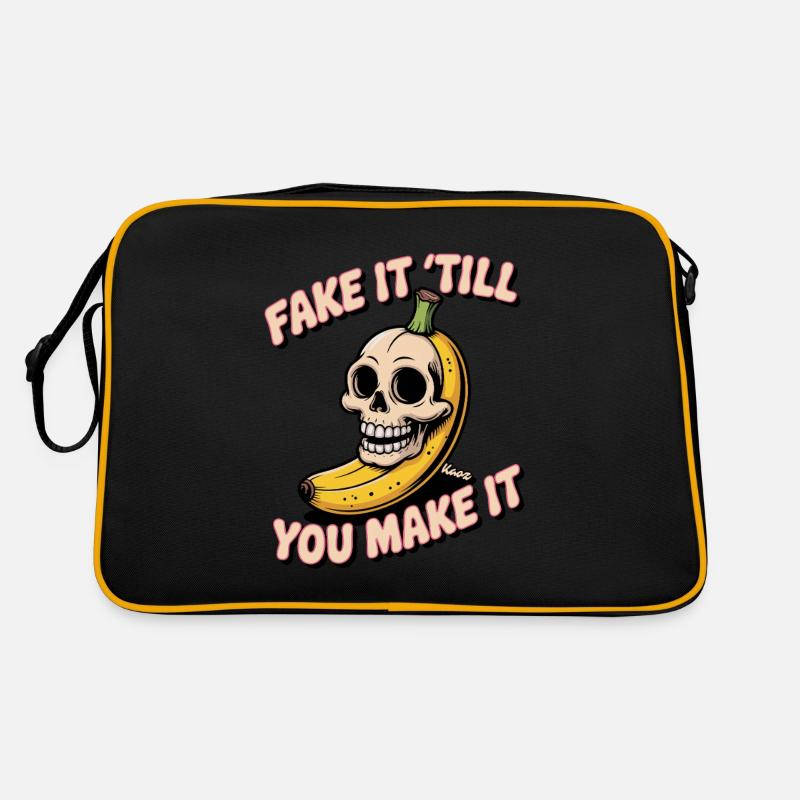 Totenkopf Schädel Banane mit frechem Spruch Retro Tasche