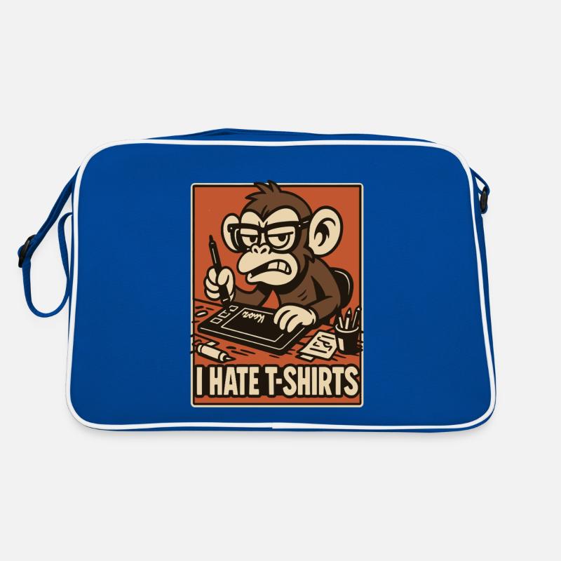 Angry monkey on drawing tablet comic style Retro Bag