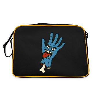 Main bleue sauvage avec visage et langue coquine - Sac Retro - noir/or - Dos
