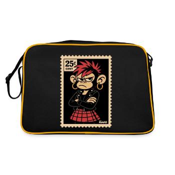 Punk monkey girl in stamp look - Retro Bag - black/gold - Back