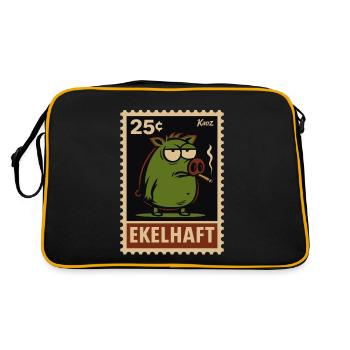 Green pig with view stamps style disgusting - Retro Bag - black/gold - Back