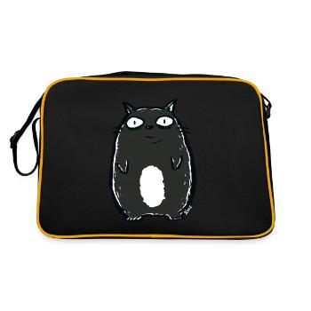 Schwarze Comic-Katze mit großen Augen - Retro Tasche - Schwarz/Gold - Hinten