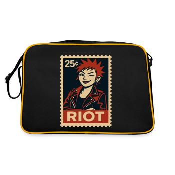 Punk Frau mit roter Frisur - Retro Tasche - Schwarz/Gold - Hinten