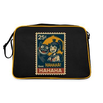 Girl with yokai cat and full moon - Retro Bag - black/gold - Back
