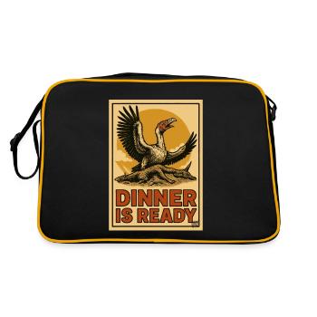Vautour sur la carcasse avec le texte « La nourriture est prête » - Sac Retro - noir/or - Dos