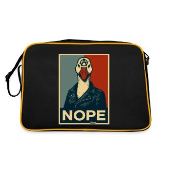 Gans mit Lederjacke sagt Nein - Retro Tasche - Schwarz/Gold - Hinten