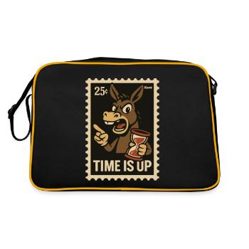 Donkey with hourglass on postcard - Retro Bag - black/gold - Back