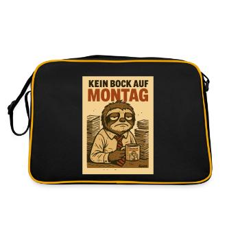 Tired office sloth with coffee and Monday - Retro Bag - black/gold - Back