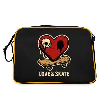 Coeur avec crâne sur planche à roulettes - Sac Retro - noir/or - Dos