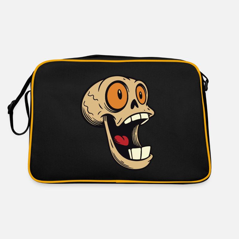 Laughing skull with big eyes Retro Bag