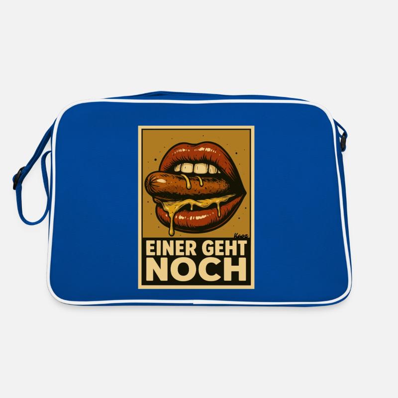 Wurst mit Soße und Spruch „Einer geht noch" Retro Tasche