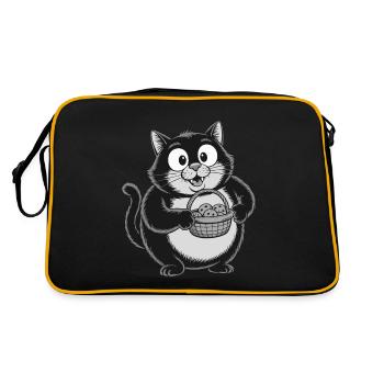 Fat cat with biscuit snacks - Retro Bag - black/gold - Back