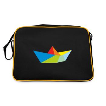 Origami dream ship ship shipping gift - Retro Bag - black/gold - Back