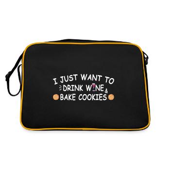 Je veux juste boire du vin et faire des biscuits - Sac Retro - noir/or - Dos