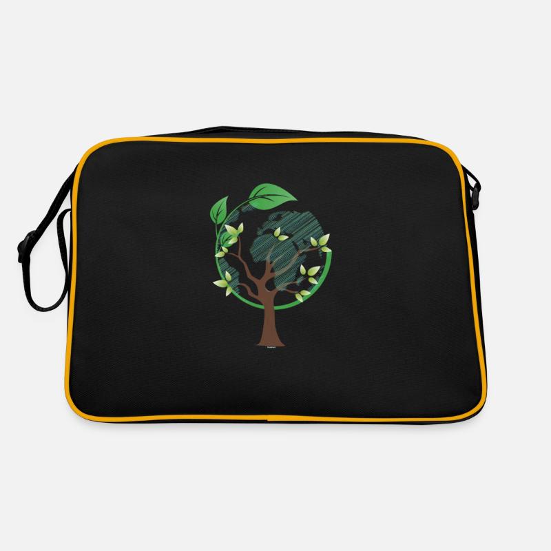 Erdbaum-Kugel-Mutter Natur-Umweltwald - Retro Tasche - Schwarz/Gold
