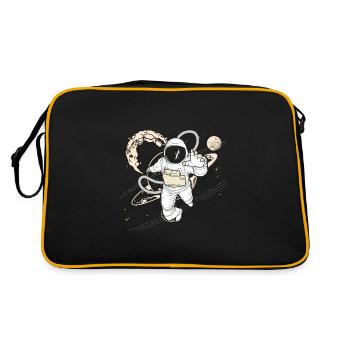 Outer Space Astronaut Planets Aircrafts Galaxy - Retro Bag - black/gold - Back