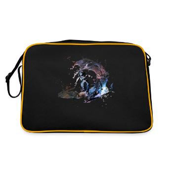 Outer Space Galaxy Nebula Astronaut Surfer Surfing - Retro Bag - black/gold - Back