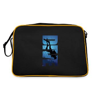 Tauchtypografie Unterwasser Tauchen Taucher Geschenk - Retro Tasche - Schwarz/Gold - Hinten