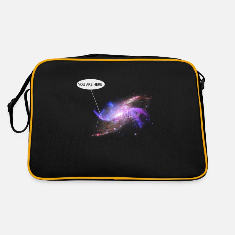 Nebula Galaxy Weltraummilkyway Rocketship - Retro Tasche - Schwarz/Gold