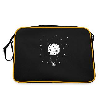 Cute Awesome Astronaut Stars Moon Galaxy Outer - Retro Bag - black/gold - Back