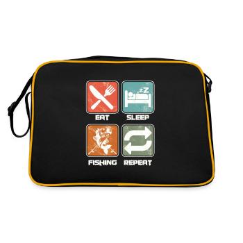 Eat Sleep Fishing Repeat Fishermen Fishers Fish - Retro Bag - black/gold - Back