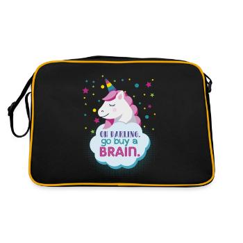 Go Buy A Brain Sarcastic Unicorn Magical - Retro Bag - black/gold - Back