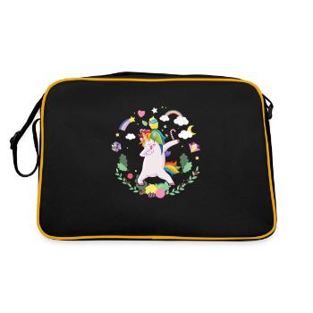 Unicorn Dab Magical Creature Bunte Fiktion - Retro Tasche - Schwarz/Gold - Hinten
