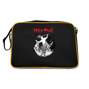 Merdad Meerjungfrau Merman Fantasy Mythisches Meer - Retro Tasche - Schwarz/Gold - Hinten
