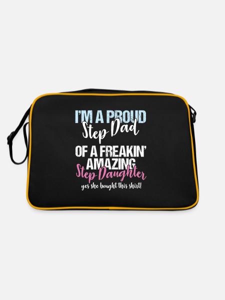 Stepdad I'm A Proud Step Dad Of Amazing Step - Retro Bag - black/gold - Back