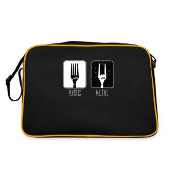 Fork Turned From Plastic To Metal Funny Pun - Retro Bag - black/gold - Back