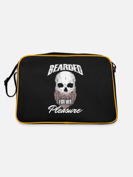 Bärtige Männer Bärte Schnurrbärte Geschenk bärtig für sie - Retro Tasche - Schwarz/Gold - Hinten