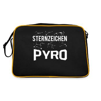 Sternzeichen Pyro Pyromane Silvester Feuerwerk - Retro Tasche - Schwarz/Gold - Hinten