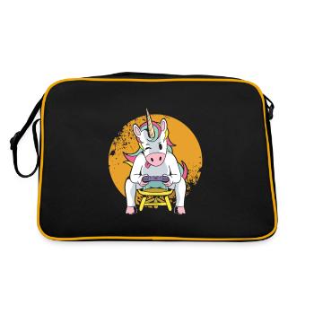 Cadeau de joueur de jeux vidéo d'ordinateur de licorne - Sac Retro - noir/or - Dos