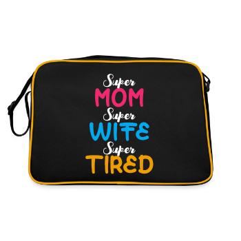 Super Mama Super Frau Super müde lustige Mutter Geschenk - Retro Tasche - Schwarz/Gold - Hinten