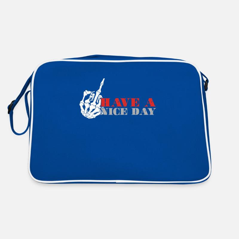 Have A Nice Day Skeleton Middle Finger Sign Gift Retro Bag