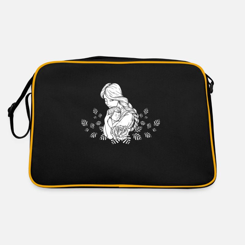Mutter und Baby schöne Mutter Tagesgeschenk - Retro Tasche - Schwarz/Gold