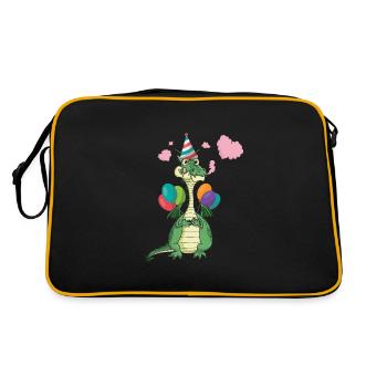 Geburtstagsfeier Geschenke Mythische Drachen und - Retro Tasche - Schwarz/Gold - Hinten