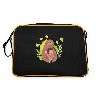 Paresseux maman et bébé animaux lents mignon cadeau de famille - Sac Retro - noir/or - Dos