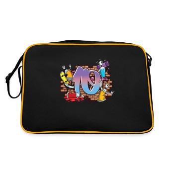 HipHop Tänzer Graffiti Künstler Typografie 10 .. - Retro Tasche - Schwarz/Gold - Hinten